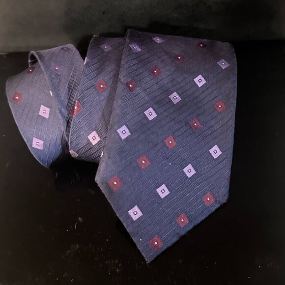 Canali Blue Tie Silk Neckwear Silk Purple Lavender Red Geometric Abstract Maroon - Picture 5 of 6
